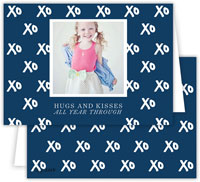 Digital Holiday Photo Cards by Dabney Lee - Hugs + Kisses Navy (Folded)