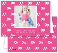 Digital Holiday Photo Cards by Dabney Lee - Hugs + Kisses Hot Pink (Folded)