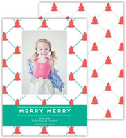 Digital Holiday Photo Cards by Dabney Lee - Little Trees Coral/Jewel (Flat)