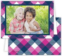 Digital Holiday Photo Cards by Dabney Lee - Tartan Fuchsia (Folded)