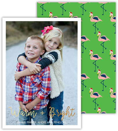 Digital Holiday Photo Cards by Dabney Lees - Merry Flamingo with Foil