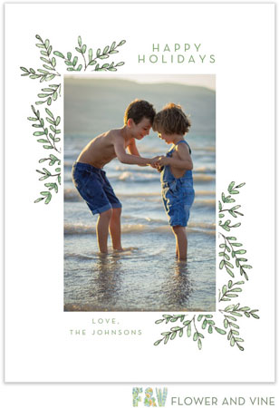 Digital Holiday Photo Cards by Flower & Vine (Holiday Greenery Frame)