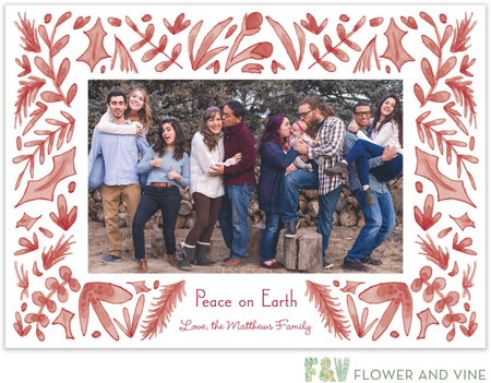 Digital Holiday Photo Cards by Flower & Vine (Festive Holly Border - Scarlett)
