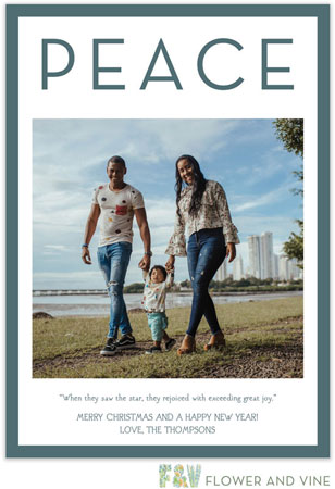 Digital Holiday Photo Cards by Flower & Vine (Peace - Blue) Digital Holiday Photo Cards by Flower & Vine (Peace - Blue)