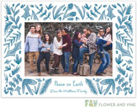 Flower & Vine - Digital Holiday Photo Cards (Festive Holly Border - Aqua)