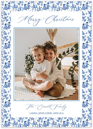 Digital Holiday Photo Cards by Flower & Vine (Nativity Monochromatic - Vertical)