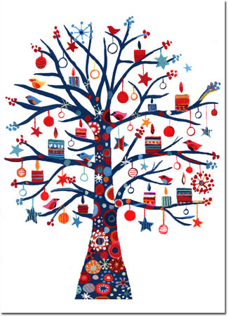 Boxed Charitable Holiday Greeting Cards by Good Cause Greetings - Celebration Tree