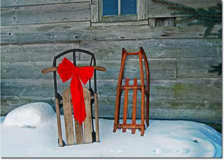 Charitable Holiday Greeting Cards by Good Cause Greetings - Vintage Sleds