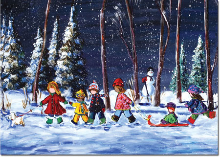 Charitable Holiday Greeting Cards by Good Cause Greetings - Sledding We Go