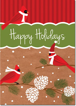 Boxed Charitable Holiday Greeting Cards by Good Cause Greetings - Cardinal Capers