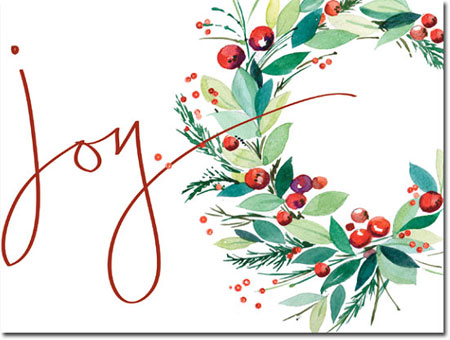 Charitable Holiday Greeting Cards by Good Cause Greetings - Joy Wreath