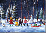 Boxed Charitable Holiday Greeting Cards by Good Cause Greetings - Sledding We Go