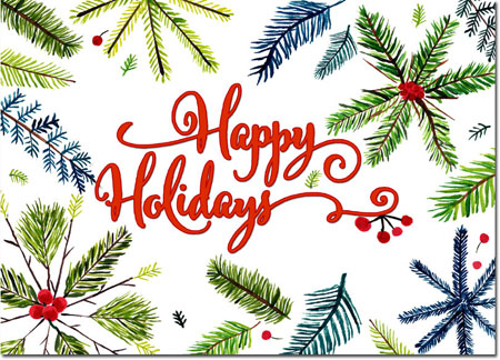 Charitable Holiday Greeting Cards by Good Cause Greetings - Happy Holidays Greenery Charitable Holiday Greeting Cards by Good Cause Greetings - Happy Holidays Greenery