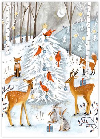 Boxed Charitable Holiday Greeting Cards by Good Cause Greetings - Woodland Wildlife