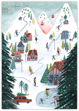 Boxed Charitable Holiday Greeting Cards by Good Cause Greetings - Mountain Holiday