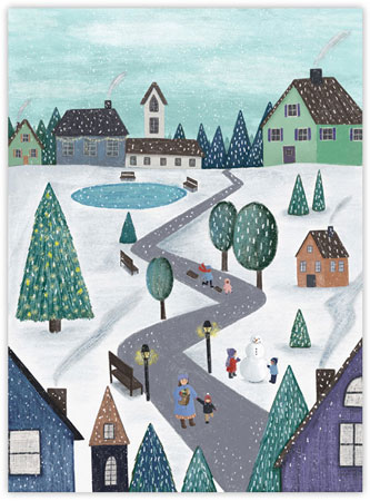 Boxed Charitable Holiday Greeting Cards by Good Cause Greetings - Peaceful Village
