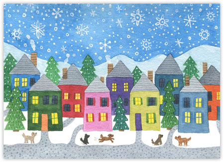 Charitable Holiday Greeting Cards by Good Cause Greetings - Rainbow Village