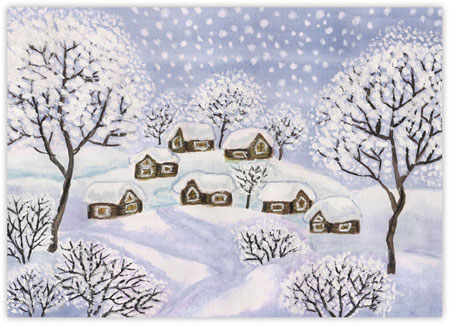 Boxed Charitable Holiday Greeting Cards by Good Cause Greetings - Cabins in the Snow Boxed Charitable Holiday Greeting Cards by Good Cause Greetings - Cabins in the Snow