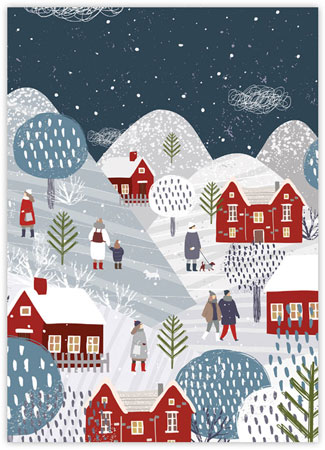 Charitable Holiday Greeting Cards by Good Cause Greetings - Folk Town Charitable Holiday Greeting Cards by Good Cause Greetings - Folk Town