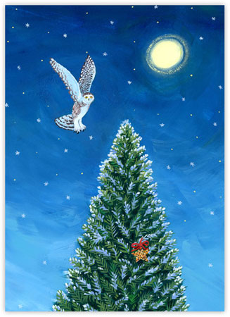 Boxed Charitable Holiday Greeting Cards by Good Cause Greetings - Snowy Owl