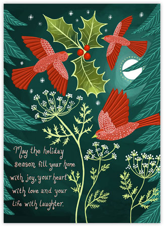 Charitable Holiday Greeting Cards by Good Cause Greetings - Three Red Birds