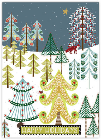 Boxed Charitable Holiday Greeting Cards by Good Cause Greetings - Funky Trees