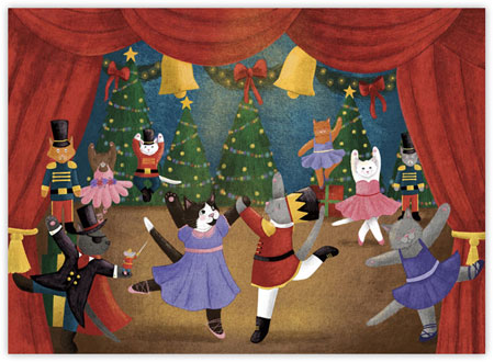 Boxed Charitable Holiday Greeting Cards by Good Cause Greetings - Nutcracker Felines