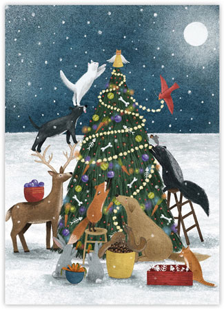 Boxed Charitable Holiday Greeting Cards by Good Cause Greetings - Deck The Tree