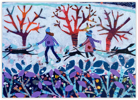 Charitable Holiday Greeting Cards by Good Cause Greetings - Two Girls Three Dogs Charitable Holiday Greeting Cards by Good Cause Greetings - Two Girls Three Dogs