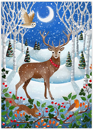 Boxed Charitable Holiday Greeting Cards by Good Cause Greetings - Winter Stag