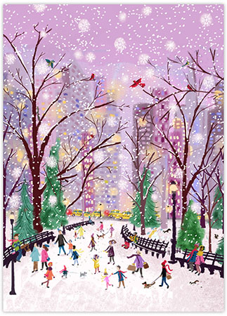 Boxed Charitable Holiday Greeting Cards by Good Cause Greetings - Snowfall in the Park
