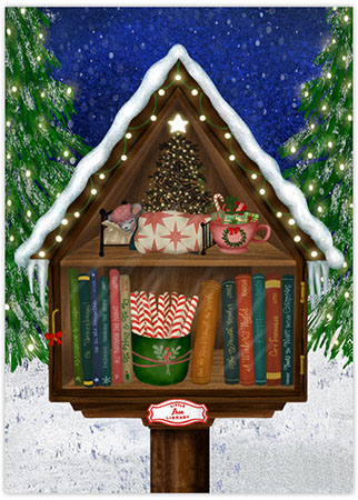 Boxed Charitable Holiday Greeting Cards by Good Cause Greetings - Little Free Library