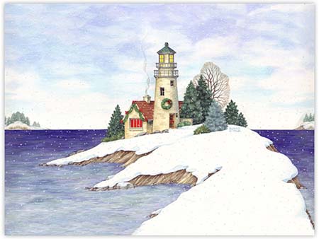 Charitable Holiday Greeting Cards by Good Cause Greetings - Lighthouse