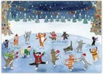 Boxed Holiday Greeting Cards by Good Cause Greetings - Skating Cats