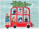 Charitable Holiday Greeting Cards by Good Cause Greetings - Holiday Cat Bus