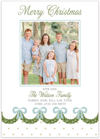 Digital Holiday Photo Cards by HollyDays (Garland Christmas Blue)