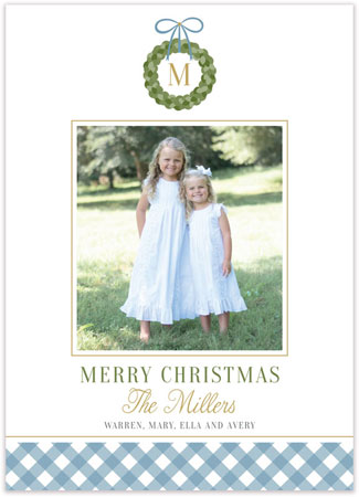 Digital Holiday Photo Cards by HollyDays (Gingham with Wreath)