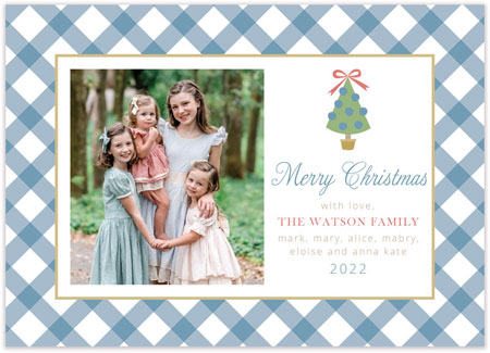 Digital Holiday Photo Cards by HollyDays (Gingham with Christmas Tree Horizontal)