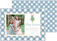Holiday Digital Holiday Photo Cards by HollyDays (Gingham with Christmas Tree Horizontal)