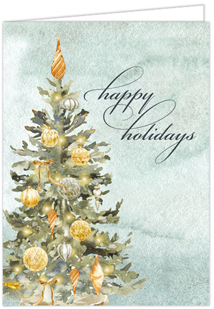 Holiday Greeting Cards by Imogene & Rose - Silver and Gold Tree