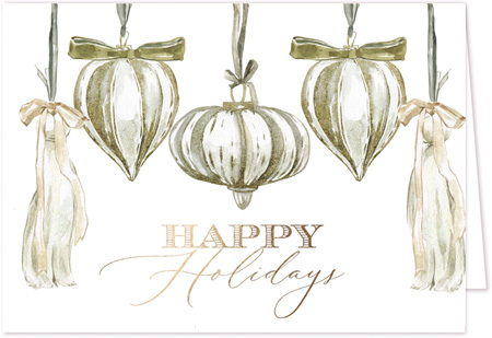 Holiday Greeting Cards by Imogene & Rose - Gold Ornament Happy Holidays