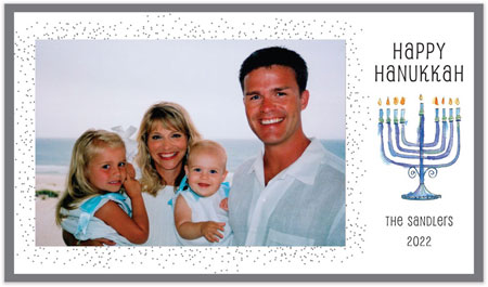 Hanukkah Photo Mount Cards by Inviting Co. (Blue Menorah)