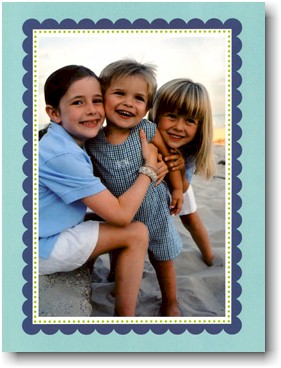 Holiday Photo Mount Cards by Boatman Geller - Blue with Navy Scallop