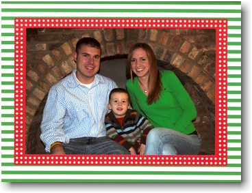 Holiday Photo Mount Cards by Boatman Geller - Green Stripe with Red Dot