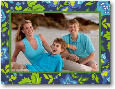 Digital Holiday Photo Cards by Boatman Geller - Floral Blue & Green