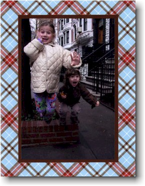 Holiday Photo Mount Cards by Boatman Geller - Plaid Light Blue