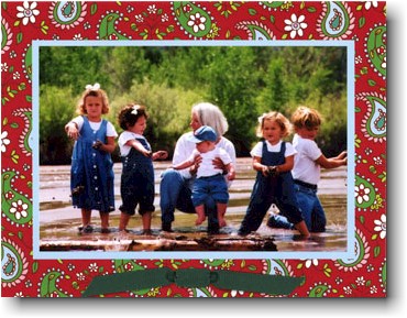 Holiday Photo Mount Cards by Boatman Geller - Paisley Red