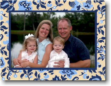 Holiday Photo Mount Cards by Boatman Geller - Floral China Blue