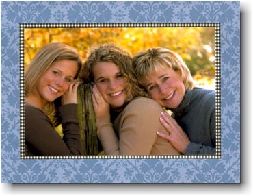 Holiday Photo Mount Cards by Boatman Geller - Damask Blue