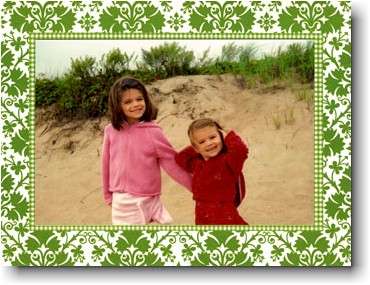 Digital Holiday Photo Cards by Boatman Geller - Damask Green